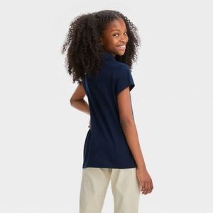 Girls' Jersey Short Sleeve Uniform Polo T-Shirt - Cat & Jack - Dark Blue